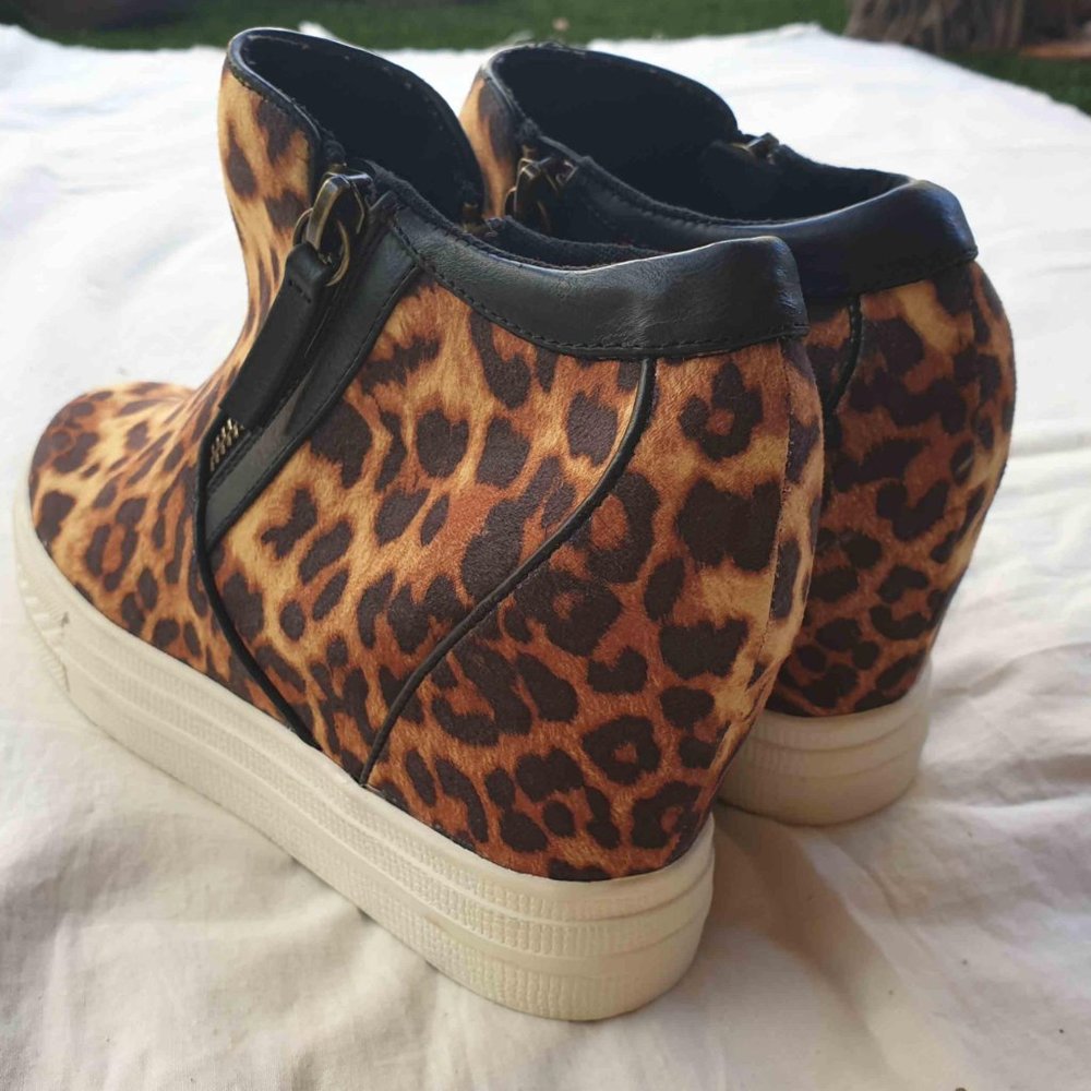 Not Rated Leopard Print Wedge Sneakers - Picture 4 of 5